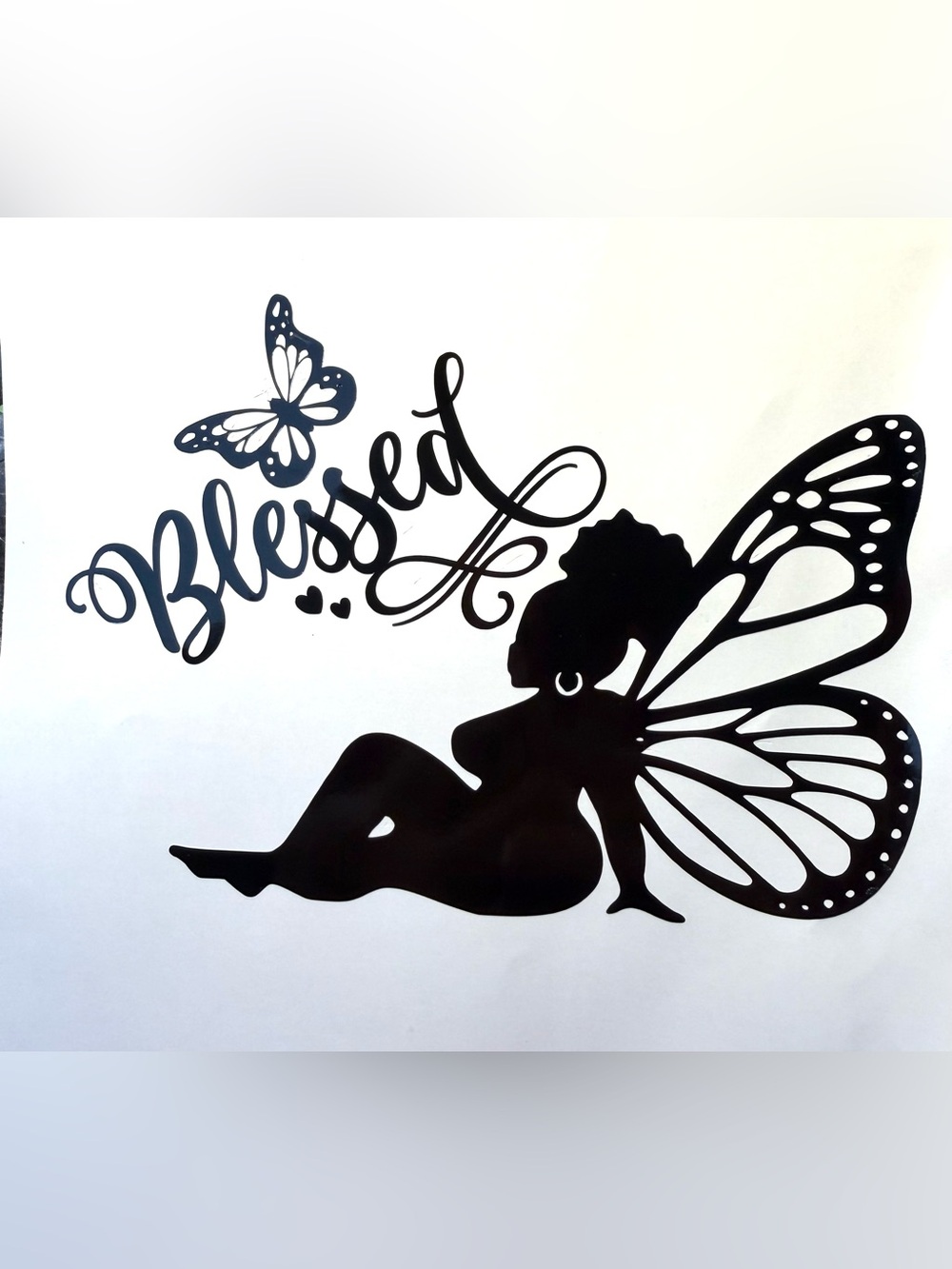 Curvy Fairy Blessed Black Vinyl Car Truck Window Laptop Decal Bumper Sticker